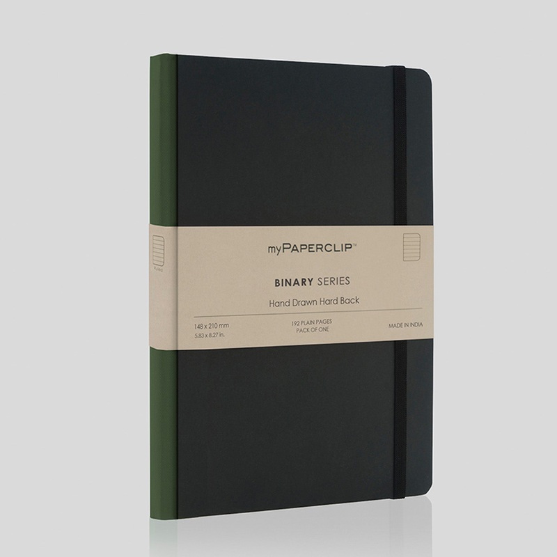 myPAPERCLIP Binary Series Hard Cover Notebook – Green – A5 – Ruled
