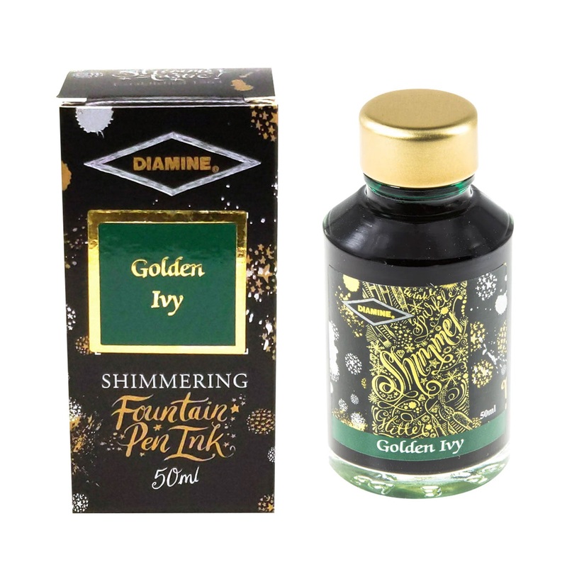 Diamine Shimmer Ink Bottle, Golden Ivy – 50ml