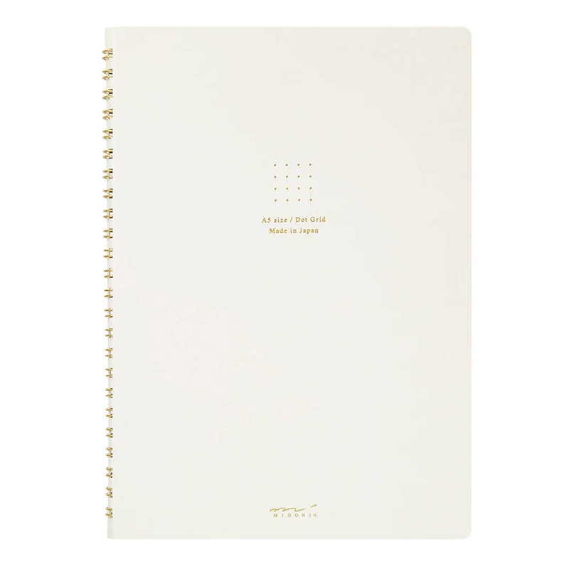 Midori Soft Colour White Spiral Notebook – A5, Dotted