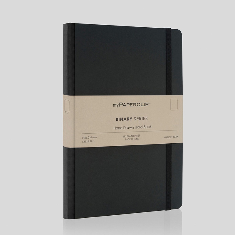 myPAPERCLIP Binary Series Hard Cover Notebook – Black – A5 – Plain