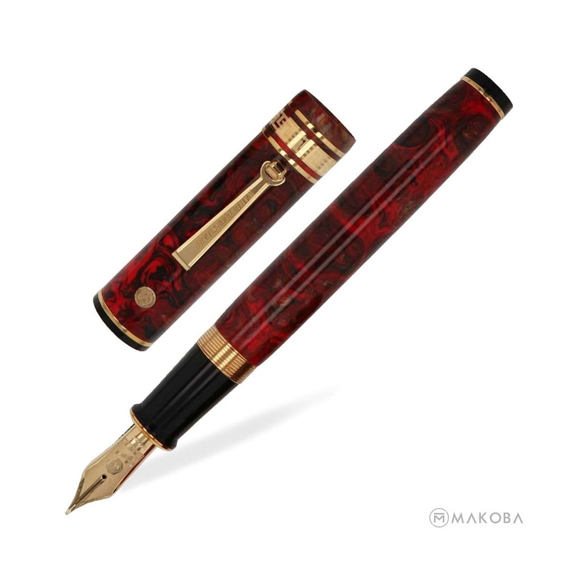 Wahl Eversharp Decoband Oversized Fountain Pen, Flamingo Red/ Gold – 18K Gold Nib