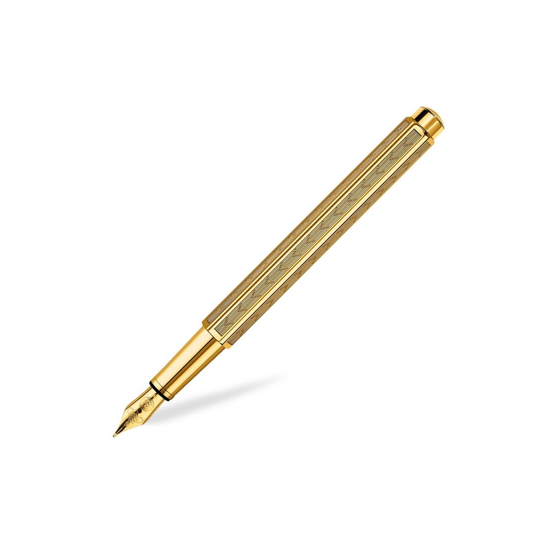 Caran D’ Ache Ecridor Fountain Pen, Cheveron Gold – Steel Nib
