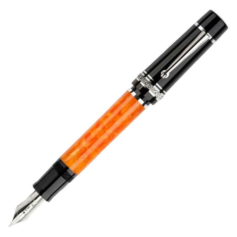 Delta DV Original Oversize No.8 Fountain Pen – Black Orange CT