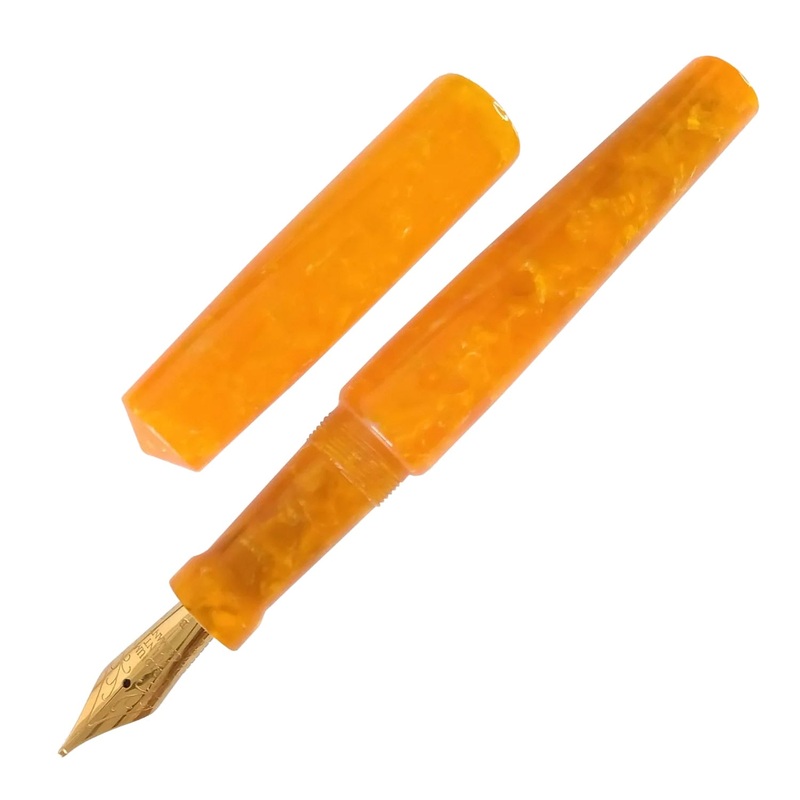 Ranga Abhimanyu Premium Acrylic Fountain Pen, Orange Cracked Ice – Steel Nib