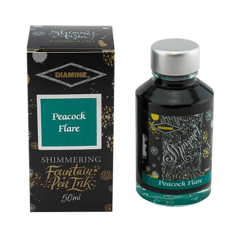 Diamine Shimmer Ink Bottle, Peacock Flare – 50ml