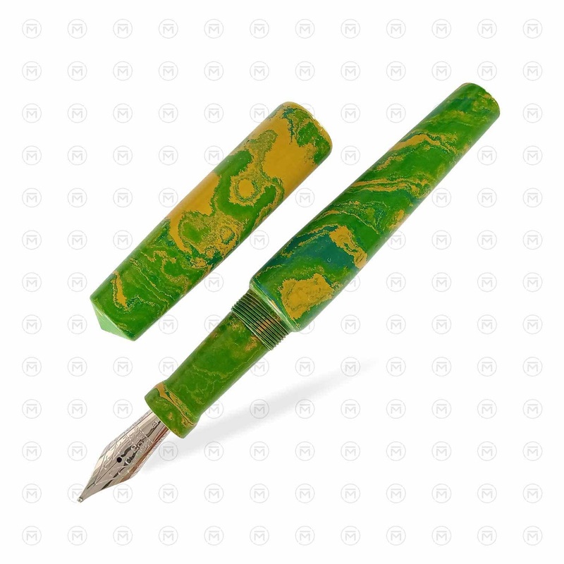 Ranga Abhimanyu Premium Ebonite Fountain Pen, Green Yellow – Steel Nib