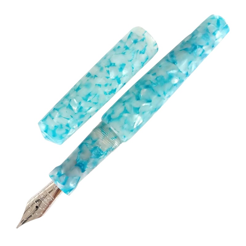 Ranga Abhimanyu Premium Acrylic Fountain Pen, Turquoise Cracked Ice – Steel Nib
