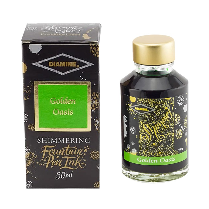 Diamine Shimmer Ink Bottle, Golden Oasis – 50ml