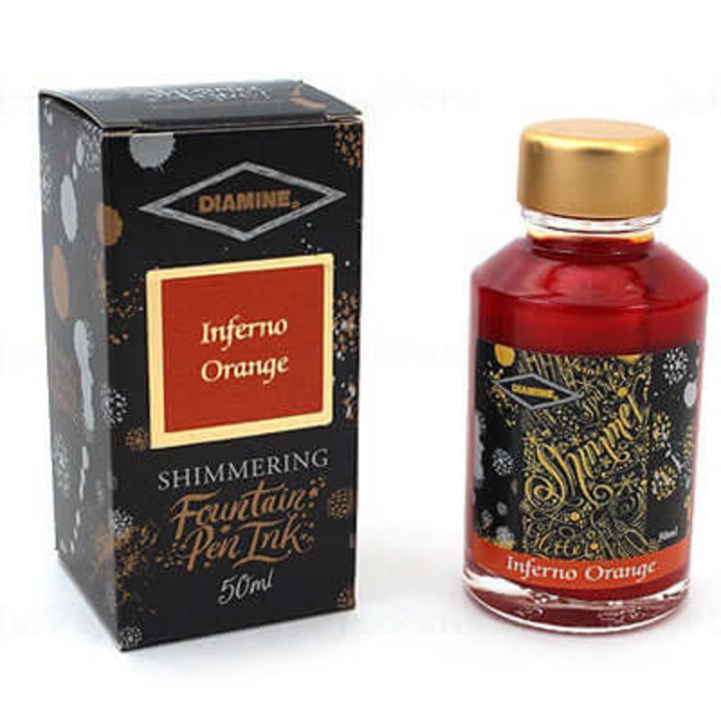 Diamine Shimmer Ink Bottle, Inferno Orange – 50ml