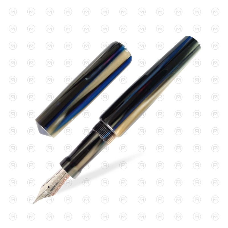 Ranga Abhimanyu Premium Acrylic Fountain Pen, Blue Stripes – Steel Nib