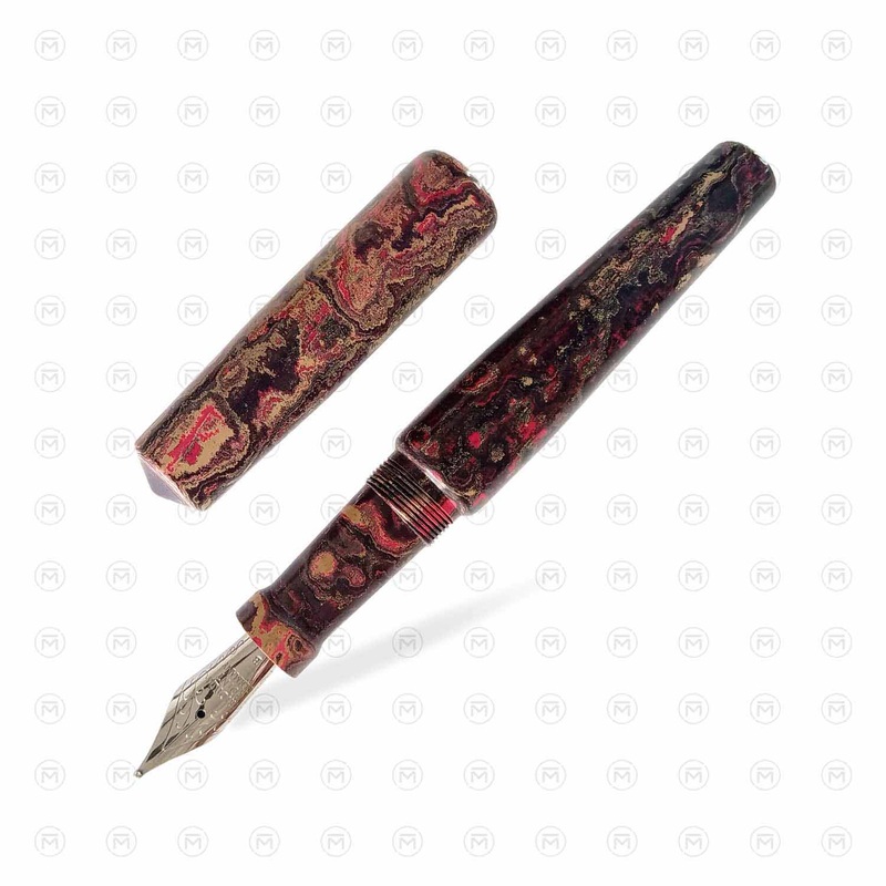 Ranga Abhimanyu Premium Ebonite Fountain Pen, Grey Red Cream – Steel Nib