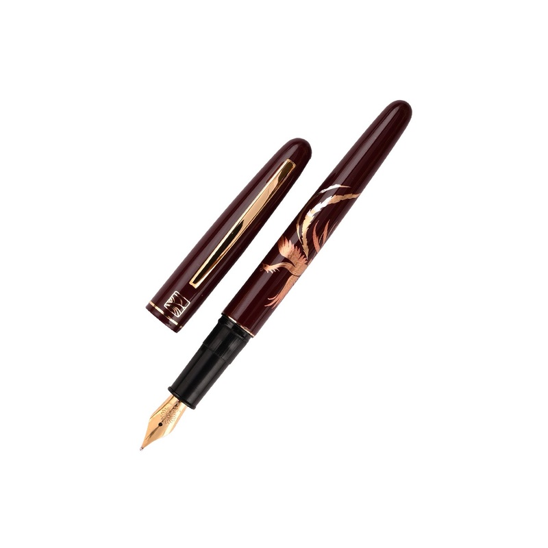 Wancher x Kuretake Kindai Maki-e Zuichou Houou Fountain Pen – Red GT