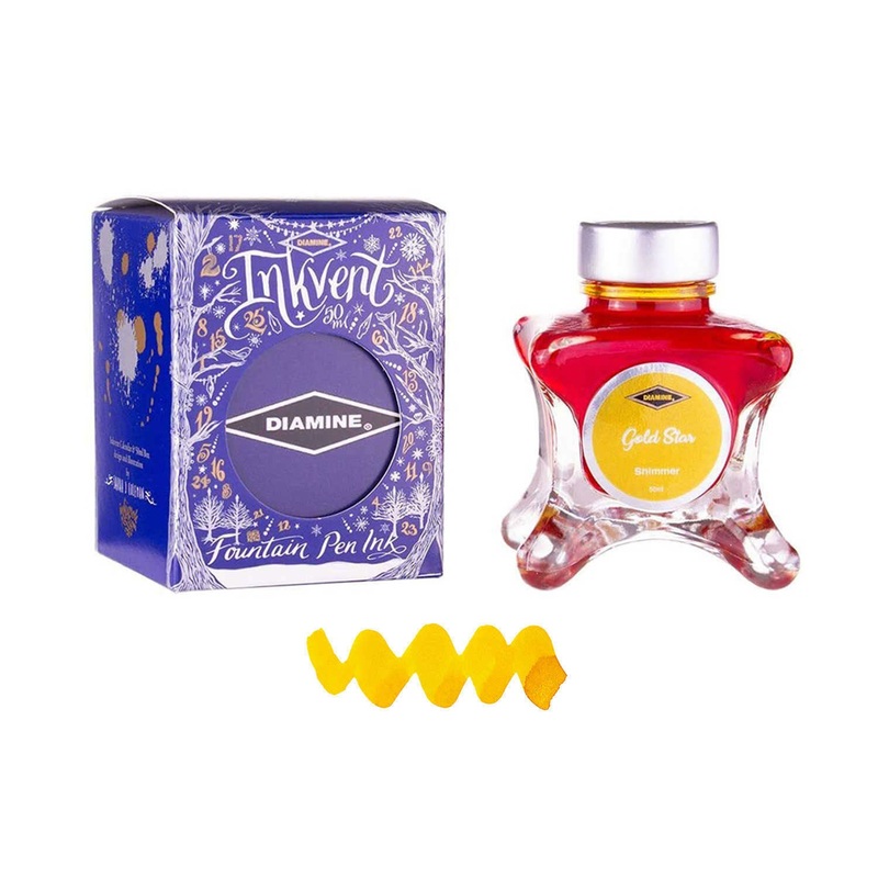 Diamine Inkvent Shimmer Ink Bottle, Gold Star – 50ml