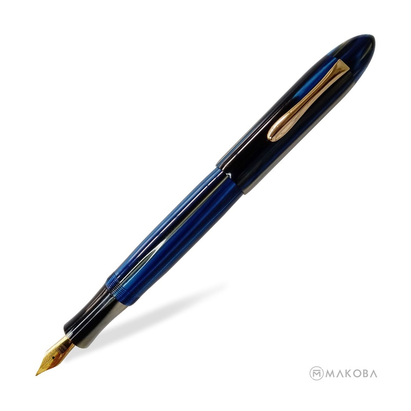 Ranga Splendour Torpedo Premium Acrylic Fountain Pen, Blue Stripes – Steel Nib