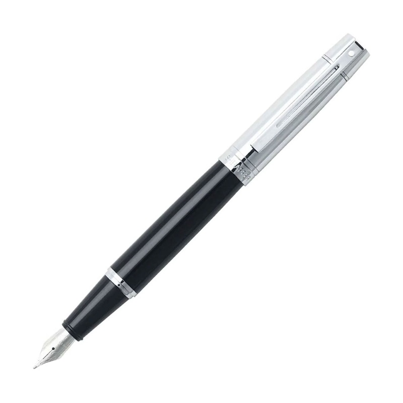 Sheaffer 300 Series Fountain Pen, Black / Chrome – Steel Nib