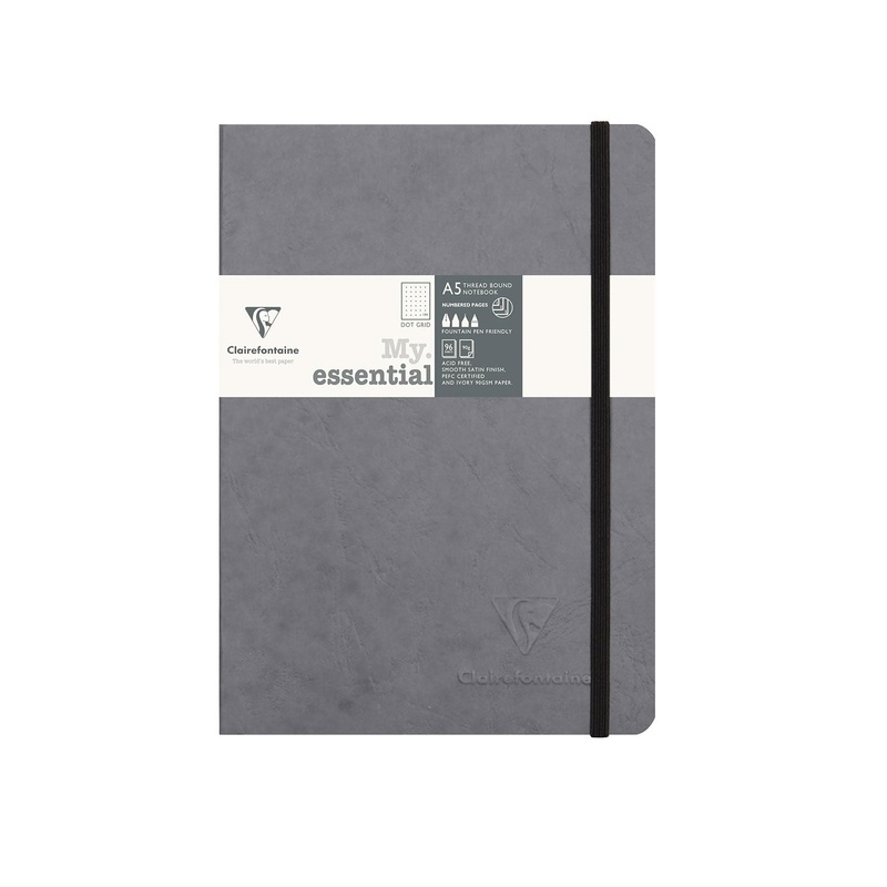 Clairefontaine My Essential Gray Threadbound Notebook – A5, Dotted