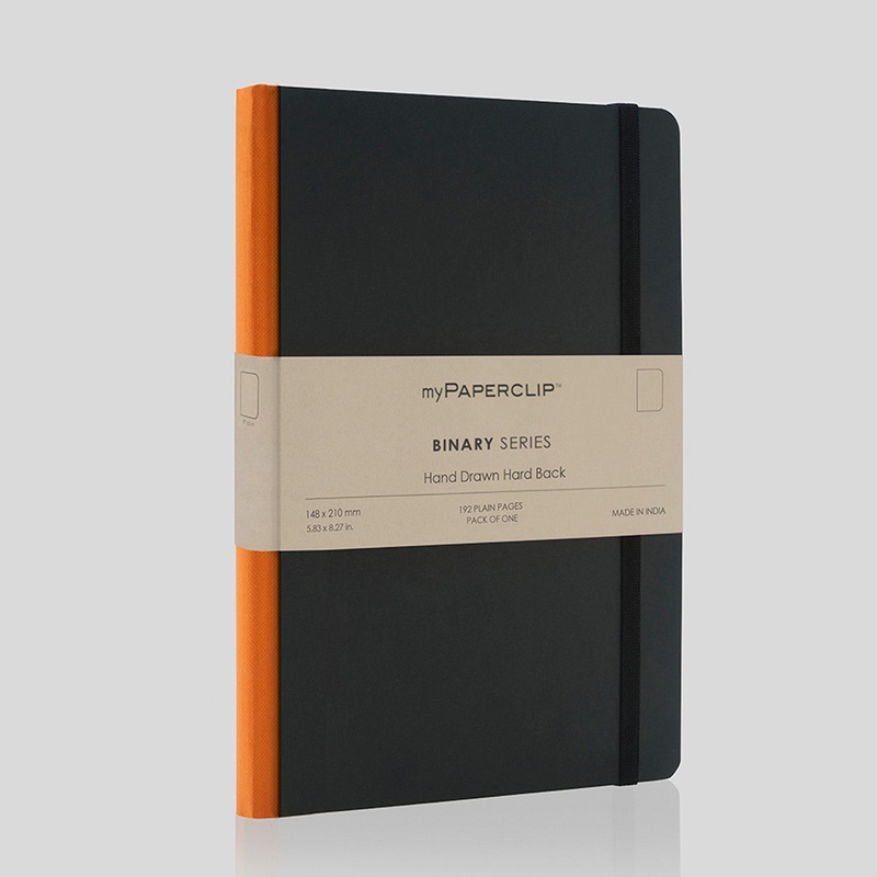 myPAPERCLIP Binary Series Hard Cover Notebook – Orange – A5 – Plain