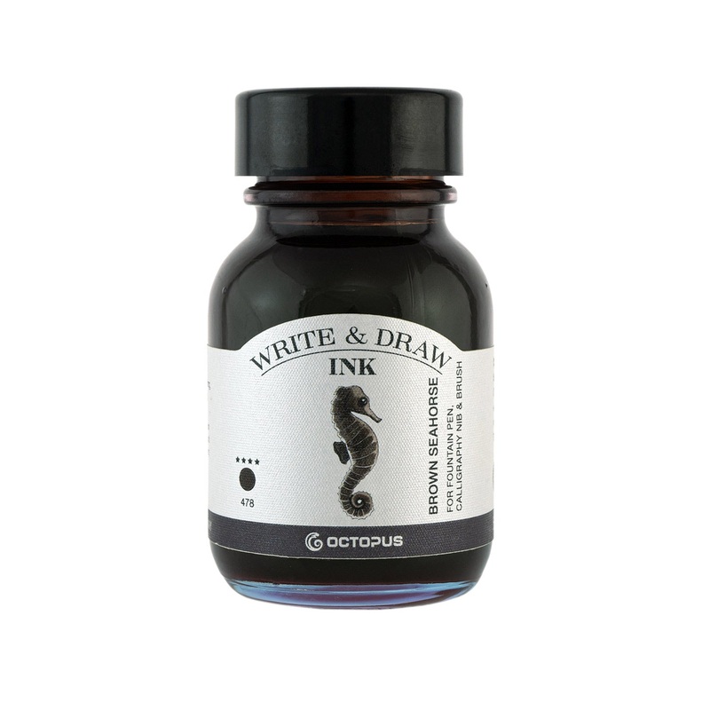 Octopus Write & Draw Ink Bottle, Brown Seahorse – 50ml