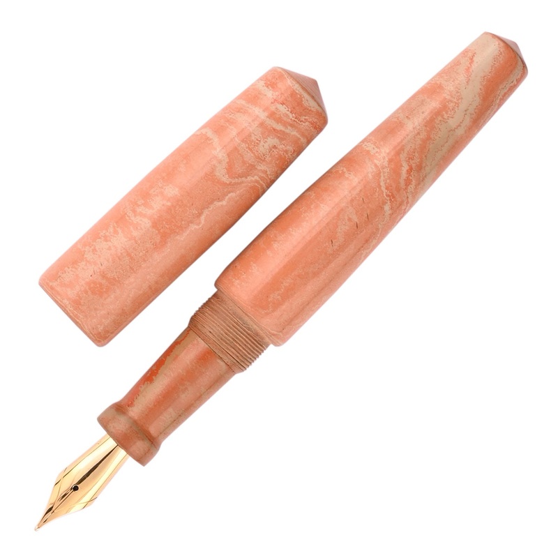 Ranga Abhimanyu Grande Premium Ebonite Fountain Pen – Orange/Cream