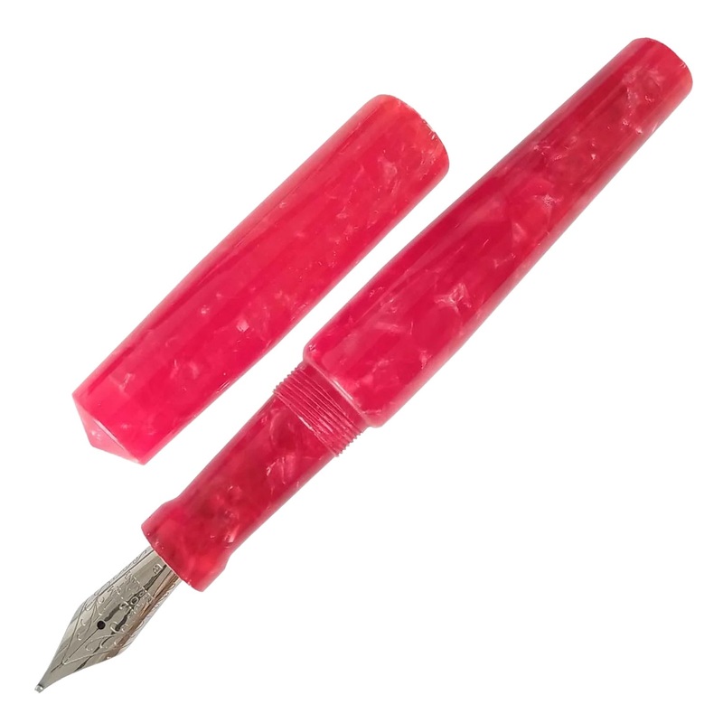 Ranga Abhimanyu Premium Acrylic Fountain Pen, Red-On-Red Cracked Ice – Steel Nib