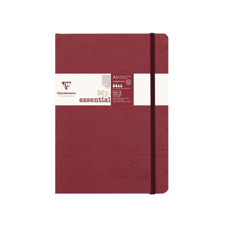Clairefontaine My Essential Red Threadbound Notebook – A5, Ruled