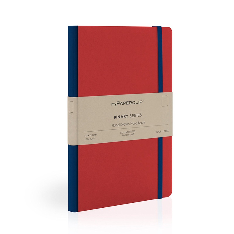 myPAPERCLIP Binary Series Hard Cover Notebook – Red – A5 – Plain