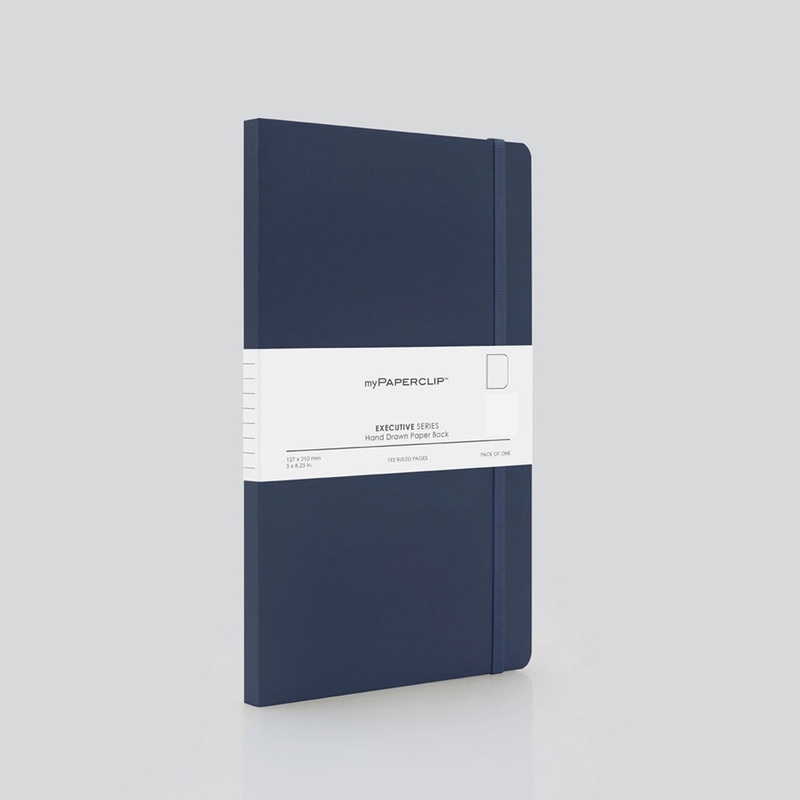 myPAPERCLIP Executive Series Soft Cover Notebook – Blue – Medium – Plain