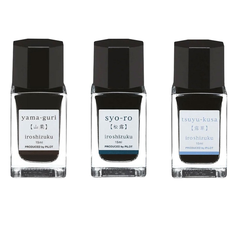 Pilot Iroshizuku 3 Colour Ink Bottle Set – Syoro + Tsuyukusa + Yamaguri (15ml)