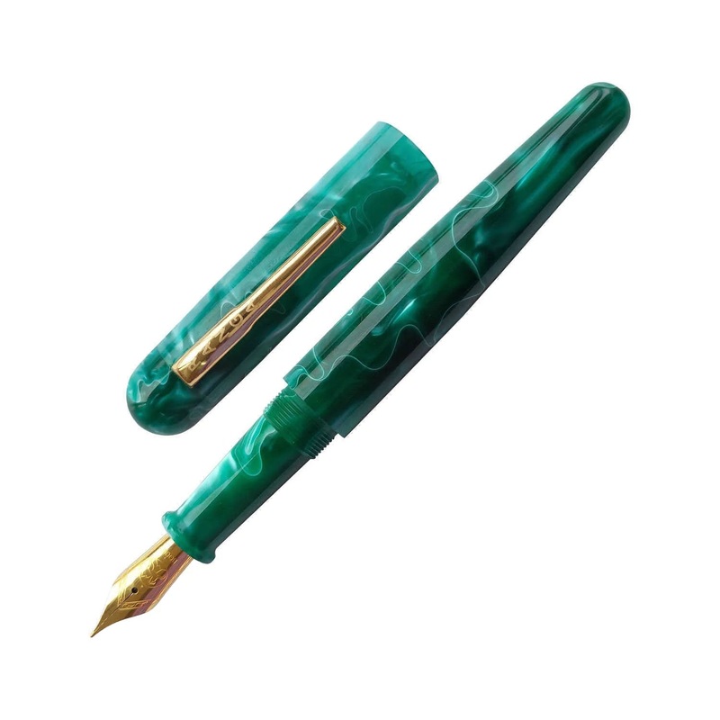 Ranga Pens Model 4C Regular Acrylic Fountain Pen, Malachite Green – Steel Nib
