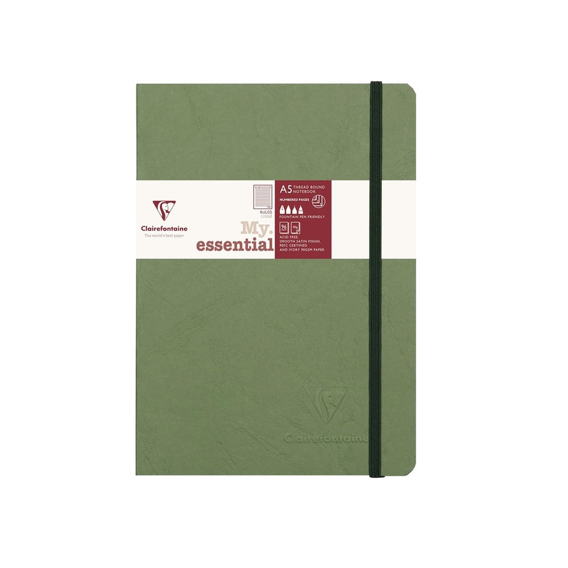 Clairefontaine My Essential Green Threadbound Notebook – A5, Ruled