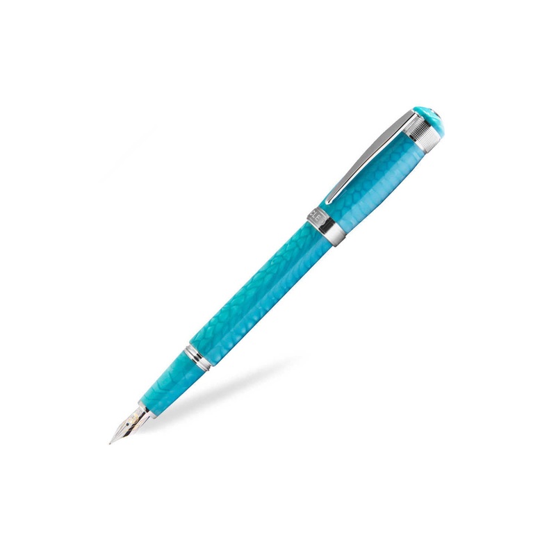 Cleo Skribent Aura Fountain Pen, Laguna Dragon (Blue) – 14K Gold Nib