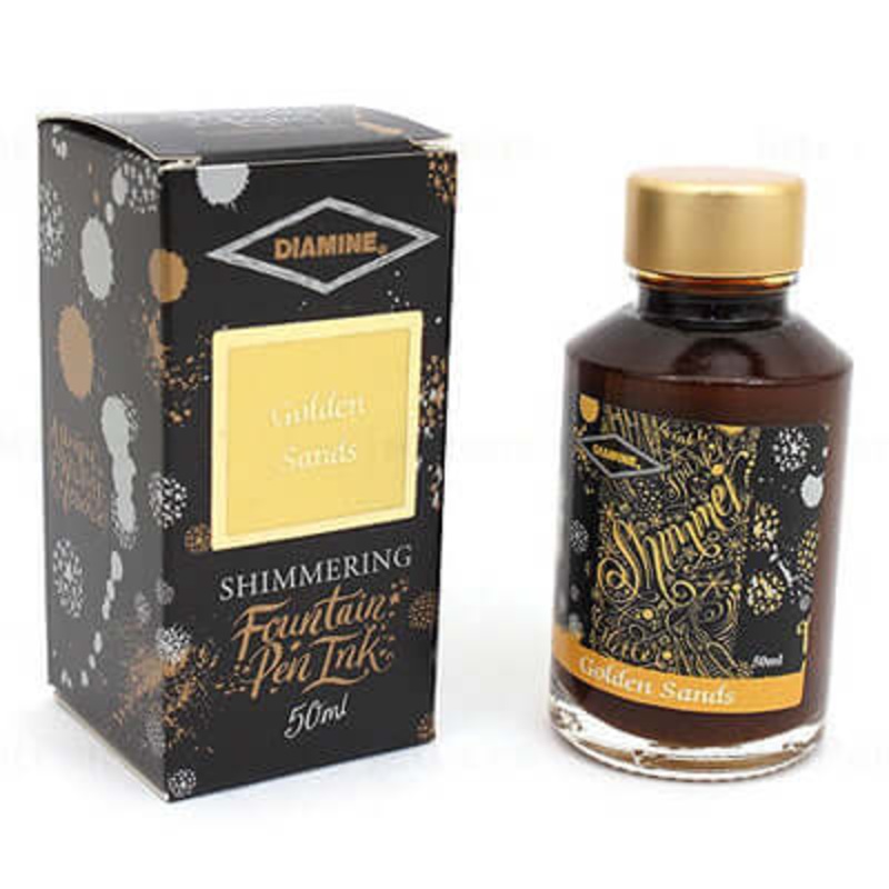 Diamine Shimmer Ink Bottle, Golden Sands – 50ml