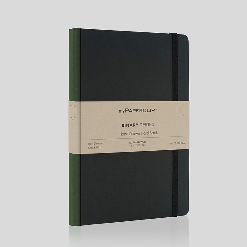 myPAPERCLIP Binary Series Hard Cover Notebook – Green – A5 – Plain