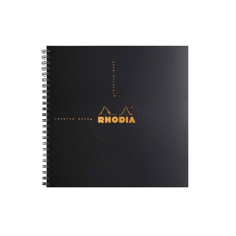 Rhodiactive Reverse Spiral Black Notebook – Squared