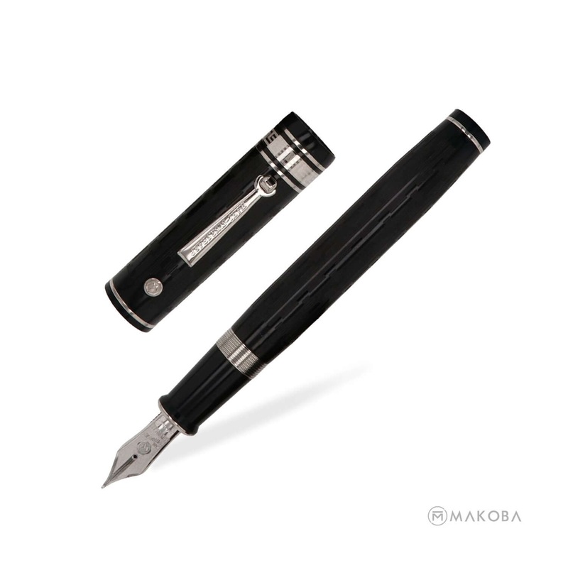 Wahl Eversharp Decoband Oversized Fountain Pen, Gatsby Black / Chrome Trim – 18K Gold Nib