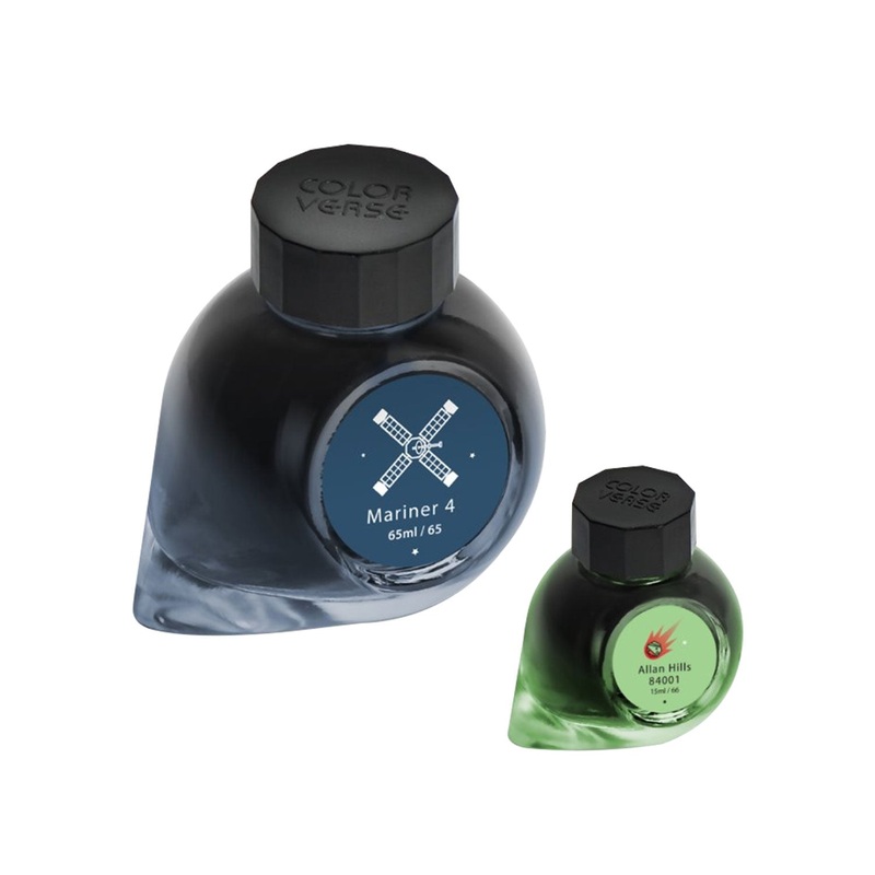 Colorverse Red Planet Mariner 4 & Allan Hills Ink Bottle, Dark Blue (65ml) + Light Green (15ml)