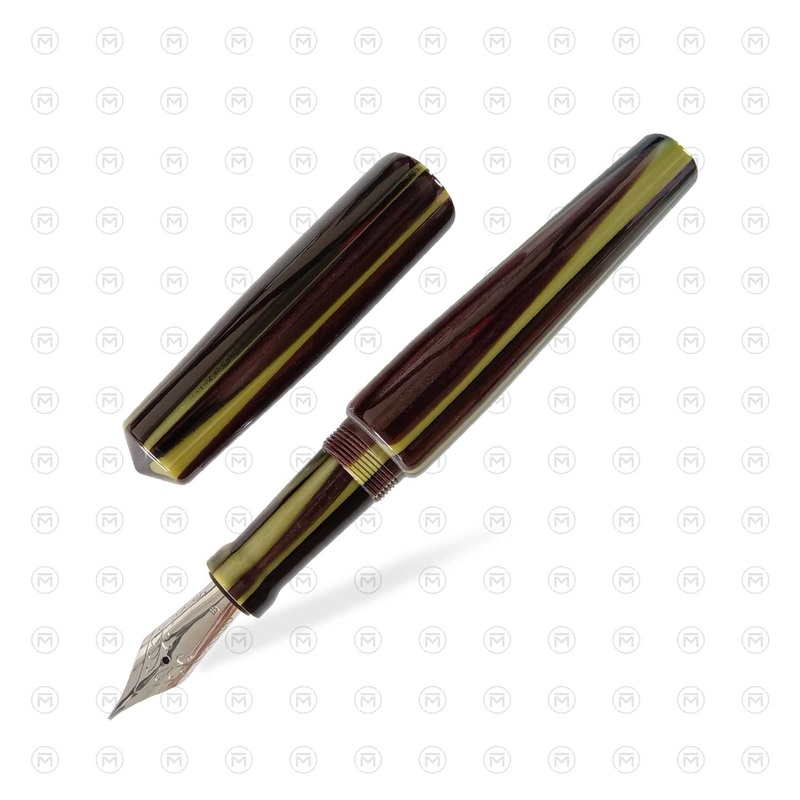 Ranga Abhimanyu Premium Acrylic Fountain Pen, Olive Black Stripes – Steel Nib