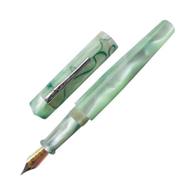 Ranga Model 4 Regular Acrylic Fountain Pen, Pale Green With Green Line – Steel Nib