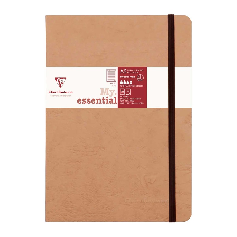Clairefontaine My Essential Tobacco Threadbound Notebook – A5, Ruled
