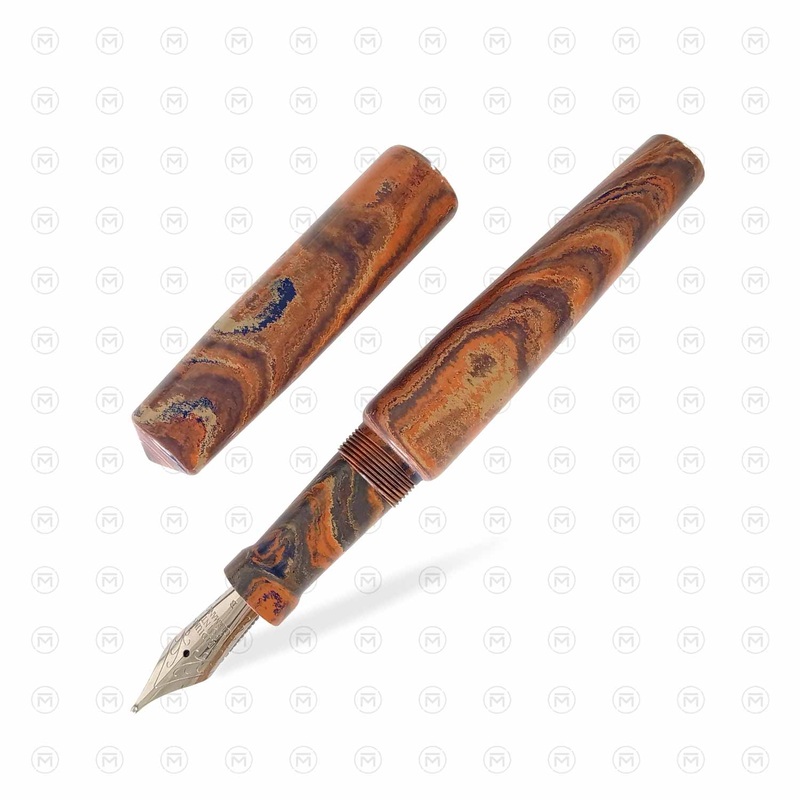Ranga Abhimanyu Premium Ebonite Fountain Pen, Blue White Green Orange – Steel Nib