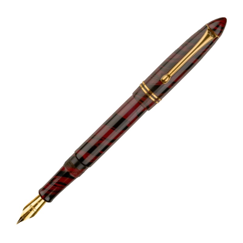 Click Yen Ebonite Fountain Pen – Maroon Black Swirl GT