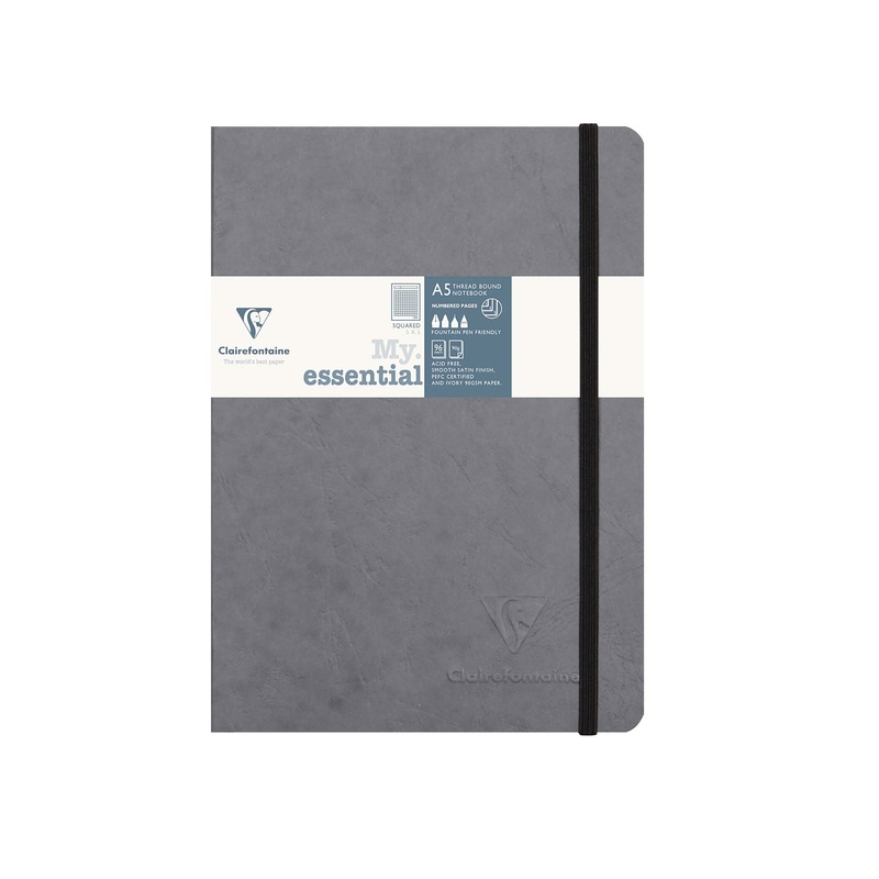 Clairefontaine My Essential Gray Threadbound Notebook – A5, Squared