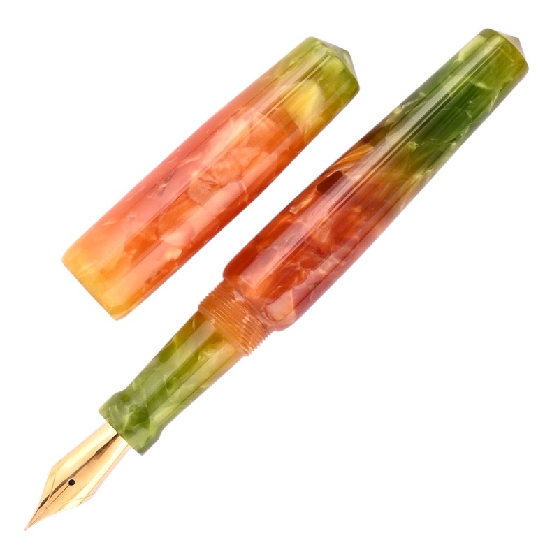 Ranga Abhimanyu Premium Acrylic Fountain Pen – Green Orange Parfait