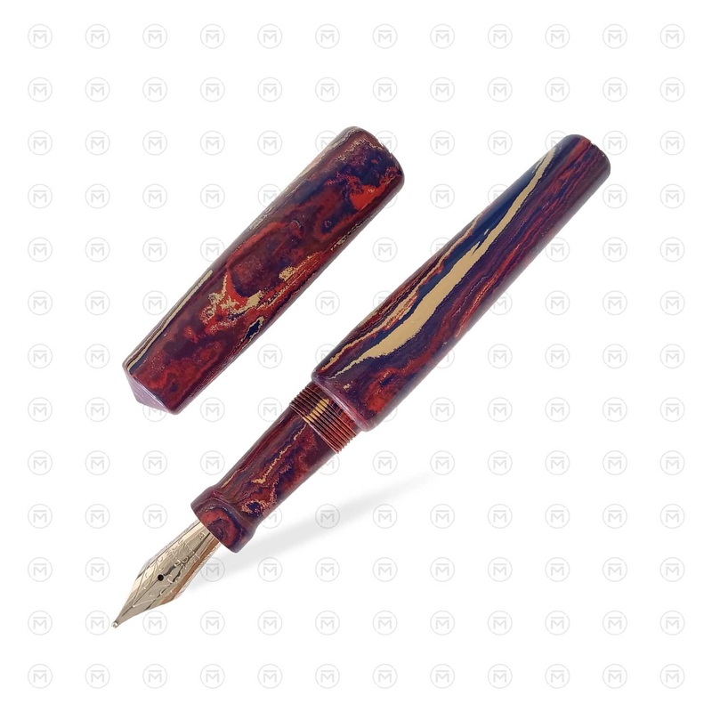 Ranga Abhimanyu Premium Ebonite Fountain Pen, Blue Pink Pale Yellow – Steel Nib