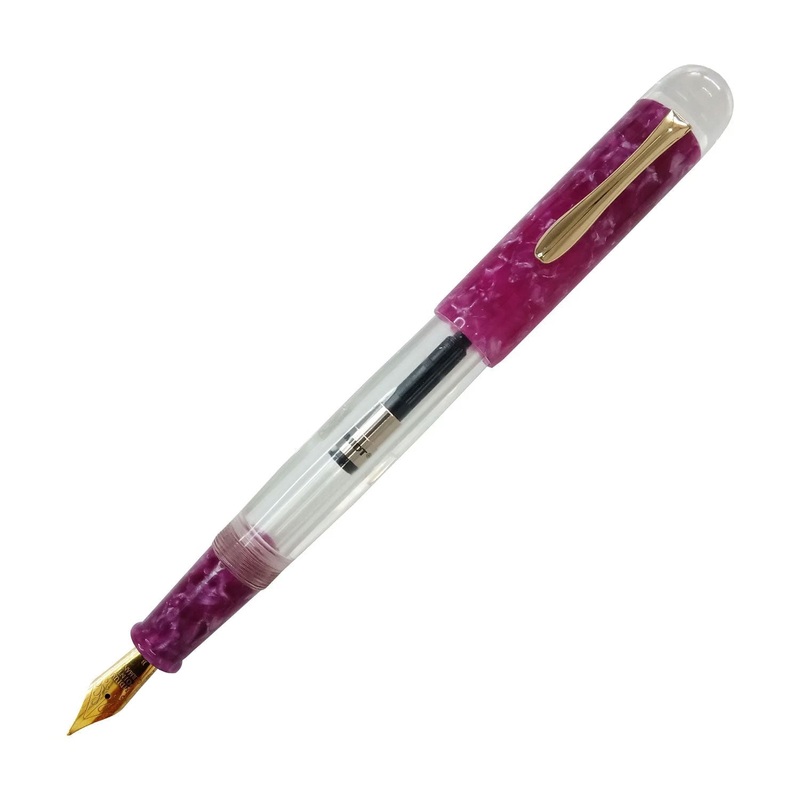 Ranga Splendour Round Premium Acrylic Fountain Pen, Clear Purple – Steel Nib