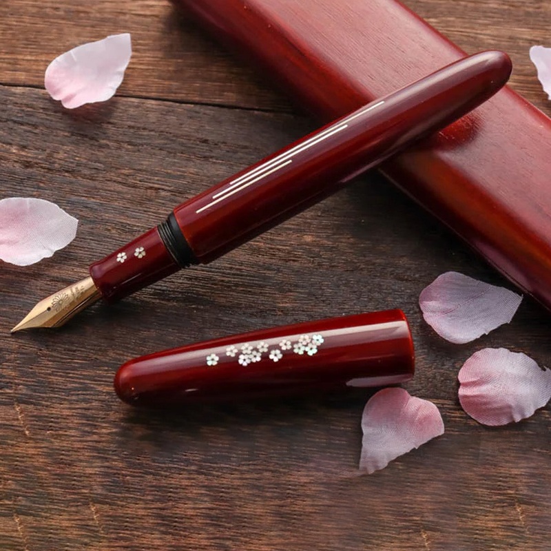 Wancher Dream Zogan Urushi Sakura River Fountain Pen – Aka Tamenuri GT