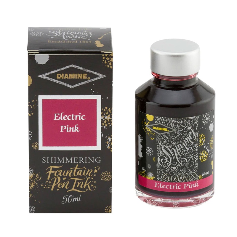 Diamine Shimmer Ink Bottle, Electric Pink – 50ml