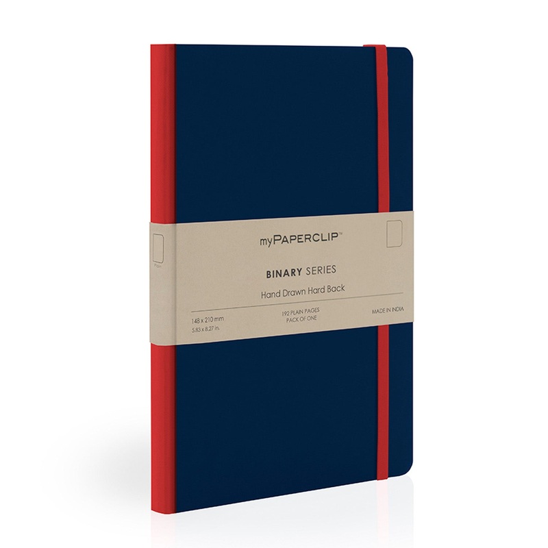 myPAPERCLIP Binary Series Hard Cover Notebook – Blue – A5 – Plain