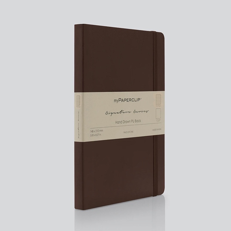 myPAPERCLIP Signature Series Soft Cover Notebook – Brown – A5 – Squared