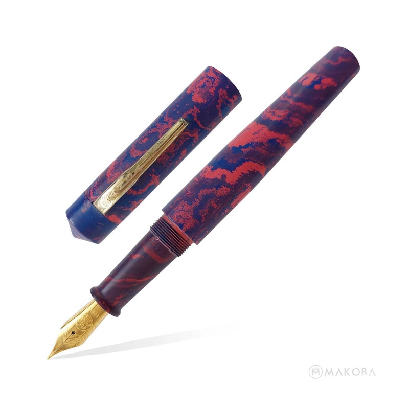 Ranga Model 4 Premium Ebonite Fountain Pen, Blue Pink – Steel Nib